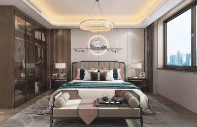 新中式家居卧室3D模型下载